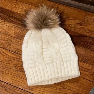 Knit Winter Hat with Fur Puff Ball